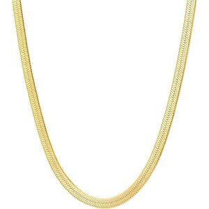 Gold Plated Necklace for Women, 14K Gold Plated Herringbone Chain Necklaces